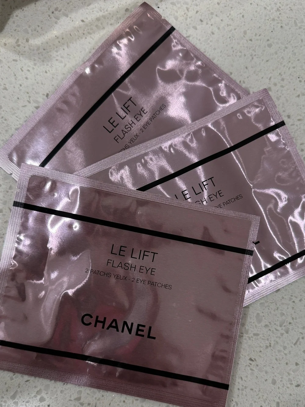 3! CHANEL Le Lift Flash Eye Patches - Metallic Pink Packets ( Trio )